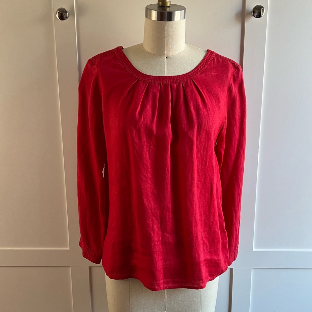 J. Crew Red Linen Top, size 0